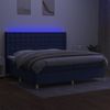 Cama Matrimonial | Cama Para Adultos | Cama Box Spring Colchón Y Luces Led Tela Azul 200x200 Cm Cfw288954