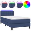 Cama Individual | Cama Box Spring | Cama Para Adultos Colchón Y Luces Led Tela Azul 80x200 Cm Cfw652491