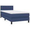 Cama Individual | Cama Box Spring | Cama Para Adultos Colchón Y Luces Led Tela Azul 80x200 Cm Cfw652491