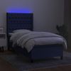 Cama Individual | Cama Box Spring | Cama Para Adultos Colchón Y Luces Led Tela Azul 80x200 Cm Cfw745190