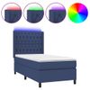 Cama Individual | Cama Box Spring | Cama Para Adultos Colchón Y Luces Led Tela Azul 90x190 Cm Cfw672270