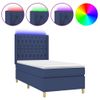 Cama Individual | Cama Box Spring | Cama Para Adultos Colchón Y Luces Led Tela Azul 90x190 Cm Cfw591861