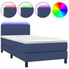 Cama Para Adultos | Cama Box Spring Colchón Y Luces Led Tela Azul 90x190 Cm Cfw278958