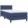 Cama Para Adultos | Cama Box Spring Colchón Y Luces Led Tela Azul 90x190 Cm Cfw278958