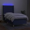 Cama Para Adulto | Cama Individual | Cama Box Spring Colchón Y Luces Led Tela Azul 90x200 Cm Cfw473528