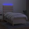 Cama Individual | Cama Para Adultos | Cama Box Spring Colchón Y Luces Led Tela Color Crema 90x190 Cm Cfw632204