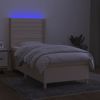 Cama Individual | Cama Para Adultos | Cama Box Spring Colchón Y Luces Led Tela Color Crema 90x190 Cm Cfw321118