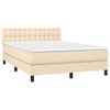 Cama Doble | Cama Box Spring | Cama Para Adultos Colchón Y Luces Led Tela Crema 140x190 Cm Cfw343934