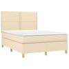 Cama Para Adultos | Cama Box Spring Colchón Y Luces Led Tela Crema 140x200 Cm Cfw406444