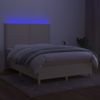 Cama Para Adultos | Cama Box Spring Colchón Y Luces Led Tela Crema 140x200 Cm Cfw406444