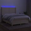 Cama Para Adultos | Cama Box Spring Colchón Y Luces Led Tela Crema 140x200 Cm Cfw358649