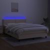 Cama Matrimonial | Cama Para Adultos | Cama Box Spring Colchón Y Luces Led Tela Crema 140x200 Cm Cfw212133