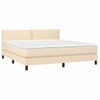 Cama Matrimonial | Cama Para Adultos | Cama Box Spring Colchón Y Luces Led Tela Crema 180x200 Cm Cfw411900