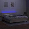 Cama Matrimonial | Cama Para Adultos | Cama Box Spring Colchón Y Luces Led Tela Crema 180x200 Cm Cfw411900