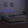 Cama Matrimonial | Cama Para Adultos | Cama Box Spring Colchón Y Luces Led Tela Crema 180x200 Cm Cfw435146