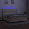 Cama Matrimonial | Cama Para Adultos | Cama Box Spring Colchón Y Luces Led Tela Crema 180x200 Cm Cfw432952