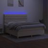 Cama Matrimonial | Cama Para Adultos | Cama Box Spring Colchón Y Luces Led Tela Crema 180x200 Cm Cfw368385