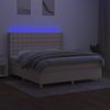 Cama Matrimonial | Cama Para Adultos | Cama Box Spring Colchón Y Luces Led Tela Crema 180x200 Cm Cfw934133