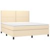 Cama Matrimonial | Cama Para Adultos | Cama Box Spring Colchón Y Luces Led Tela Crema 180x200 Cm Cfw844676