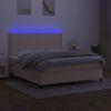 Cama Matrimonial | Cama Para Adultos | Cama Box Spring Colchón Y Luces Led Tela Crema 180x200 Cm Cfw844676