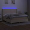 Cama Matrimonial | Cama Para Adultos | Cama Box Spring Colchón Y Luces Led Tela Crema 180x200 Cm Cfw802198