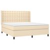 Cama Matrimonial | Cama Para Adultos | Cama Box Spring Colchón Y Luces Led Tela Crema 180x200 Cm Cfw969894