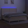 Cama Matrimonial | Cama Para Adultos | Cama Box Spring Colchón Y Luces Led Tela Crema 200x200 Cm Cfw370168