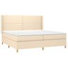 Cama Matrimonial | Cama Para Adultos | Cama Box Spring Colchón Y Luces Led Tela Crema 200x200 Cm Cfw370168