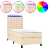 Cama Para Adultos | Cama Box Spring Colchón Y Luces Led Tela Crema 80x200 Cm Cfw188487