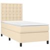 Cama Para Adultos | Cama Box Spring Colchón Y Luces Led Tela Crema 80x200 Cm Cfw188487