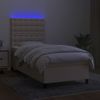 Cama Para Adultos | Cama Box Spring Colchón Y Luces Led Tela Crema 80x200 Cm Cfw188487