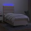 Cama Individual | Cama Para Adultos | Cama Box Spring Colchón Y Luces Led Tela Crema 80x200 Cm Cfw287382