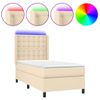 Cama Para Adultos | Cama Box Spring Colchón Y Luces Led Tela Crema 80x200 Cm Cfw568294