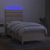 Cama Individual | Cama Box Spring | Cama Para Adultos Colchón Y Luces Led Tela Crema 90x200 Cm Cfw886250