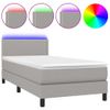 Cama Individual | Cama Para Adultos | Cama Box Spring Colchón Y Luces Led Tela Gris Claro 100x200 Cm Cfw923778