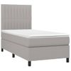 Cama Individual | Cama Box Spring | Cama Para Adultos Colchón Y Luces Led Tela Gris Claro 100x200 Cm Cfw968061