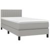 Cama Individual | Cama Para Adultos | Cama Box Spring Colchón Y Luces Led Tela Gris Claro 100x200 Cm Cfw479394