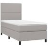 Cama Individual | Cama Box Spring | Cama Para Adultos Colchón Y Luces Led Tela Gris Claro 100x200 Cm Cfw961508