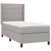 Cama Individual | Cama Para Adultos | Cama Box Spring Colchón Y Luces Led Tela Gris Claro 100x200 Cm Cfw476426