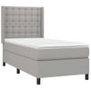 Cama Individual | Cama Box Spring | Cama Para Adultos Colchón Y Luces Led Tela Gris Claro 100x200 Cm Cfw650597