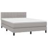 Cama Matrimonial | Cama Para Adultos | Cama Box Spring Colchón Y Luces Led Tela Gris Claro 140x190 Cm Cfw341799