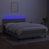 Cama Matrimonial | Cama Para Adultos | Cama Box Spring Colchón Y Luces Led Tela Gris Claro 140x190 Cm Cfw341799