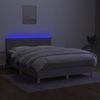 Cama Matrimonial | Cama Para Adultos | Cama Box Spring Colchón Y Luces Led Tela Gris Claro 140x190 Cm Cfw347188