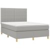 Cama Doble | Cama Box Spring | Cama Para Adultos Colchón Y Luces Led Tela Gris Claro 140x190 Cm Cfw873676