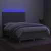 Cama Doble | Cama Box Spring | Cama Para Adultos Colchón Y Luces Led Tela Gris Claro 140x190 Cm Cfw873676