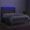 Cama Matrimonial | Cama Para Adultos | Cama Box Spring Colchón Y Luces Led Tela Gris Claro 140x190 Cm Cfw835714