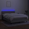 Cama Matrimonial | Cama Para Adultos | Cama Box Spring Colchón Y Luces Led Tela Gris Claro 140x190 Cm Cfw355031