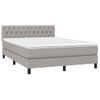 Cama Doble | Cama Box Spring | Cama Para Adultos Colchón Y Luces Led Tela Gris Claro 140x190 Cm Cfw420519