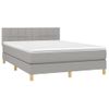 Cama Doble | Cama Box Spring | Cama Para Adultos Colchón Y Luces Led Tela Gris Claro 140x190 Cm Cfw107696