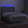 Cama Matrimonial | Cama Para Adultos | Cama Box Spring Colchón Y Luces Led Tela Gris Claro 140x190 Cm Cfw773840